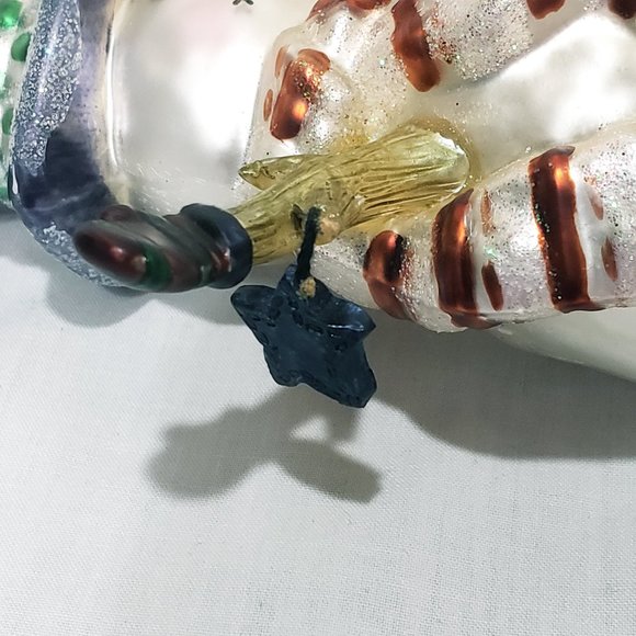 Snowman Holding Broom Ornament Old World Glass by Peschka 5 1/2" Christmas Star - Picture 8 of 9